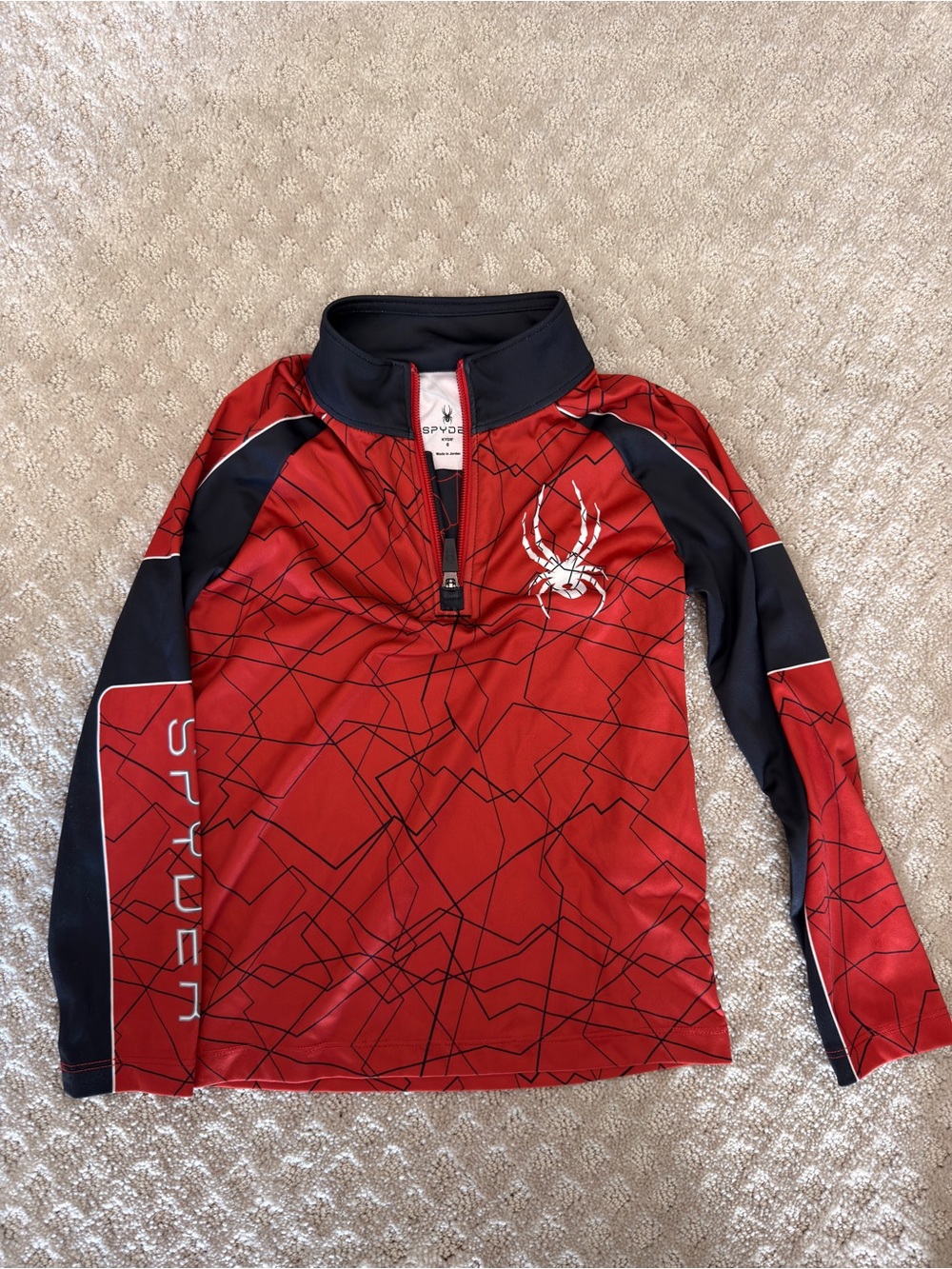 Spyder Kids Red and Black Half-Zip Performance Top